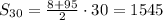 S_{30}=\frac{8+95}{2}\cdot 30=1545