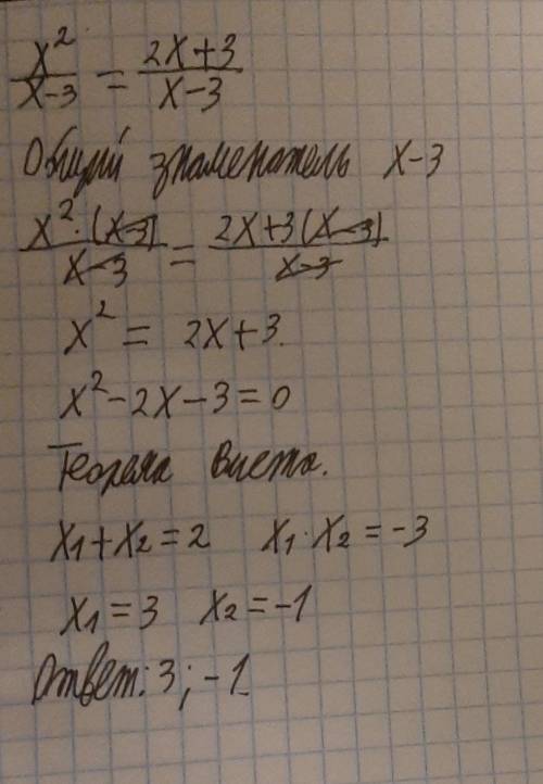 X^2/x-3=2x+3/x-3 Решите уравнение ​