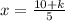 x=\frac{10+k}{5}