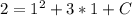 2=1^2+3*1+C