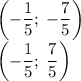 \left(-\dfrac{1}{5};\; -\dfrac{7}{5}\right)\\\left(-\dfrac{1}{5};\; \dfrac{7}{5}\right)