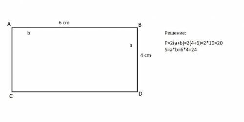 Постройте прямоугольник со сторонами 4 см и 6 см найдите его периметр и площадь​