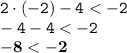 \displaystyle \tt 2\cdot(-2)-4