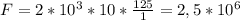 F=2*10^3*10*\frac{125}{1}=2,5*10^6