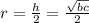 r = \frac{h}{2} = \frac{\sqrt{bc} }{2}