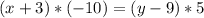 (x+3)*(-10)=(y-9)*5