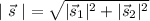 | \ \vec{s} \ | = \sqrt{|\vec{s}_{1}|^{2} + |\vec{s}_{2}|^{2}}