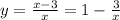 y = \frac{x-3}{x} = 1 - \frac{3}{x}