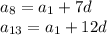 a_8=a_1+7d\\a_{13}=a_1+12d