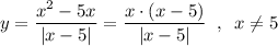 y=\dfrac{x^2-5x}{|x-5|}=\dfrac{x\cdot (x-5)}{|x-5|}\; \; ,\; \; x\ne 5