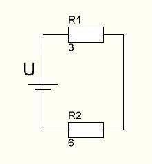Резистори з опором 3 і 6 Ом з’єднані паралельно. Визначте загальний опір ділянки кола, силу струму в