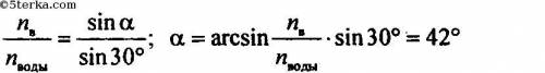 Под каким углом луч должен упасть на поверхность воды чтобы угол преломления оказался 30°​