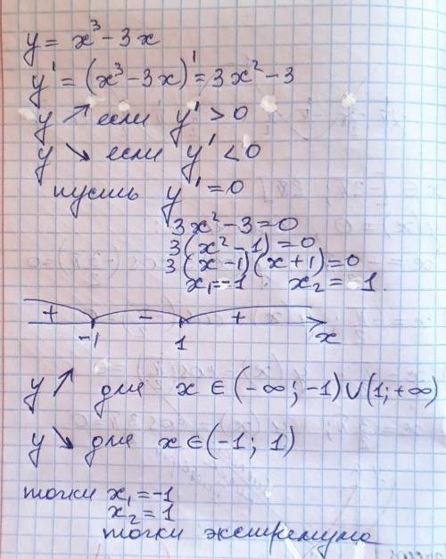 Дана функция f(x)=x^3-3x. Найти промежутки возрастания функции.