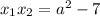 x_{1}x_{2} = a^{2} - 7