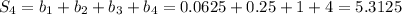 S_4=b_1+b_2+b_3+b_4=0.0625+0.25+1+4=5.3125