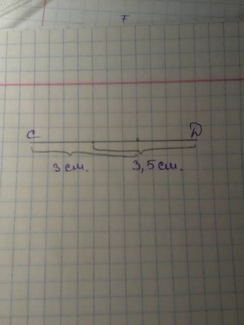 Существует отрезок СD, длина которого равна 5 см. Найдите точку, удаленную от точки С на 3 см, а от