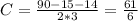 C=\frac{90-15-14}{2*3}=\frac{61}{6}