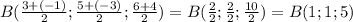 B(\frac{3 + (-1)}{2}; \frac{5 + (-3)}{2}; \frac{6 + 4}{2}) = B(\frac{2}{2}; \frac{2}{2}; \frac{10}{2}) = B(1; 1; 5)