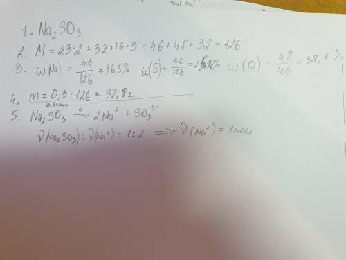 1. Складіть формулу натрій сульфіту. 2. Встановіть відносну молекулярну масу цієї солі. 3. Встановіт