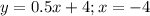 y=0.5x+4;x=-4