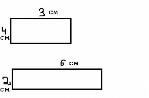 Начертите два разных прямоугольника с равными площадями.