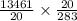 \frac{13461}{20} \times \frac{20}{283}