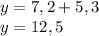 y=7,2+5,3\\y=12,5\\