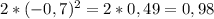 2*(-0,7)^2=2*0,49=0,98