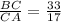 \frac{BC}{CA} = \frac{33}{17} \:\:\:\:\:\:\:\:\:\:\:\:\: