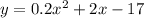 y= 0.2x^2+2x-17