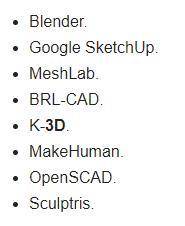 Перечисляет программные обеспечения для работы с трехмерной графикой​
