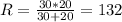 R=\frac{30 * 20}{30 + 20} = 132