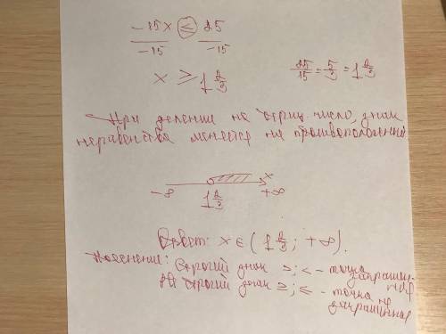 Решить неравенства -15x≤25​