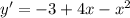 y'=-3+4x-x^2