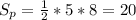 S_{p} = \frac{1}{2} *5*8= 20