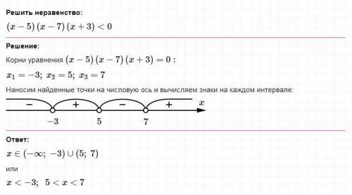 Решите неравенство: a) (x+4)(x+1)(x-3)>0 б) (x-5)(x-7)(x+3)<0 в) (x+9)(x-8)(10-x)>0 г