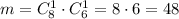 m=C_8^1\cdot C_6^1=8\cdot 6=48