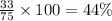 \frac{33}{75} \times 100 = 44\%