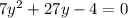 7y^{2} +27y-4=0