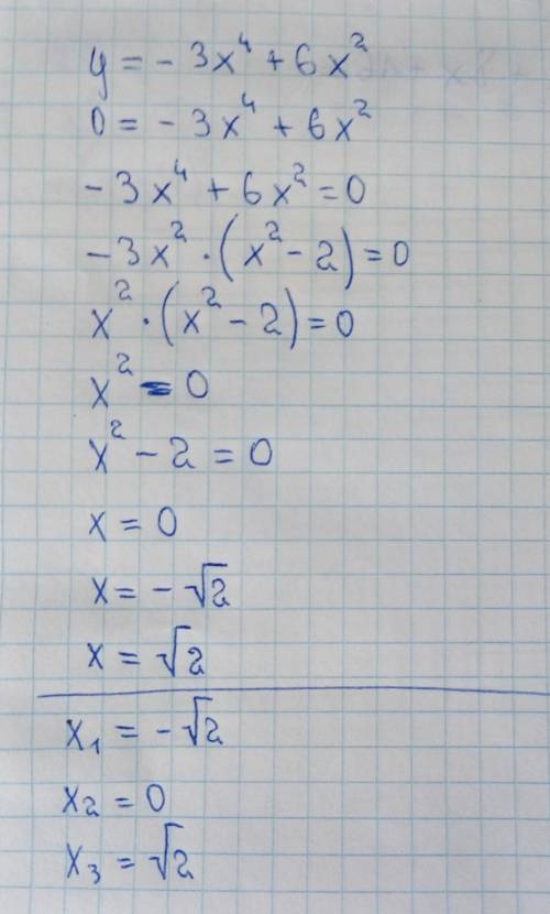 Y=-3х^4+6х^2 найти экстремумы ​