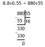 решить 8,8:0,55 в столбик​
