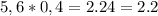 5,6*0,4= 2.24=2.2