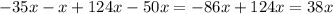 -35x-x+124x-50x=-86x+124x=38x