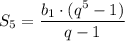 S_5=\dfrac{b_1\cdot(q^5-1)}{q-1}