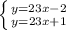 \left \{ {{y=23x-2} \atop {y=23x+1}} \right.