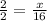 \frac{2}{2} = \frac{x}{16}