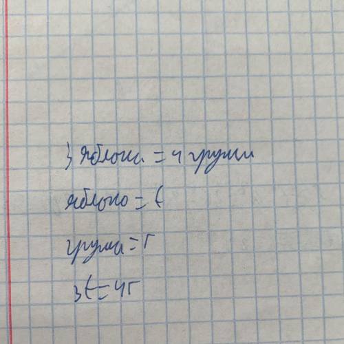 «4 килограмма яблок стоят столько же, сколько 3 килограмма груш. При этом известно, что 1 кг яблок с