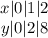 \left\begin{array}{c}x|0|1|2\\y|0|2|8\end{array}\right