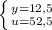 \left \{ {{y=12,5} \atop {u = 52,5}} \right.