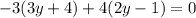 -3(3y+4)+4(2y-1)=0